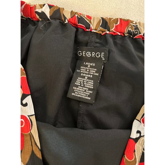 Vintage George Red & Black Abstract Floral A-Line Skirt – Size 10, Retro Boho - Picture 2 of 2